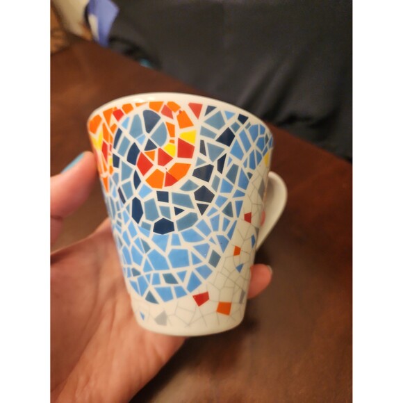 Valencia Spain Coffee Mug in Geometric Patterns w/ Stirring Spoon - Picture 6 of 9